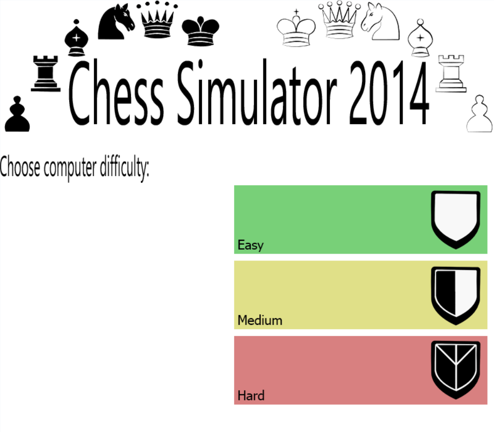 Choose difficulty menu